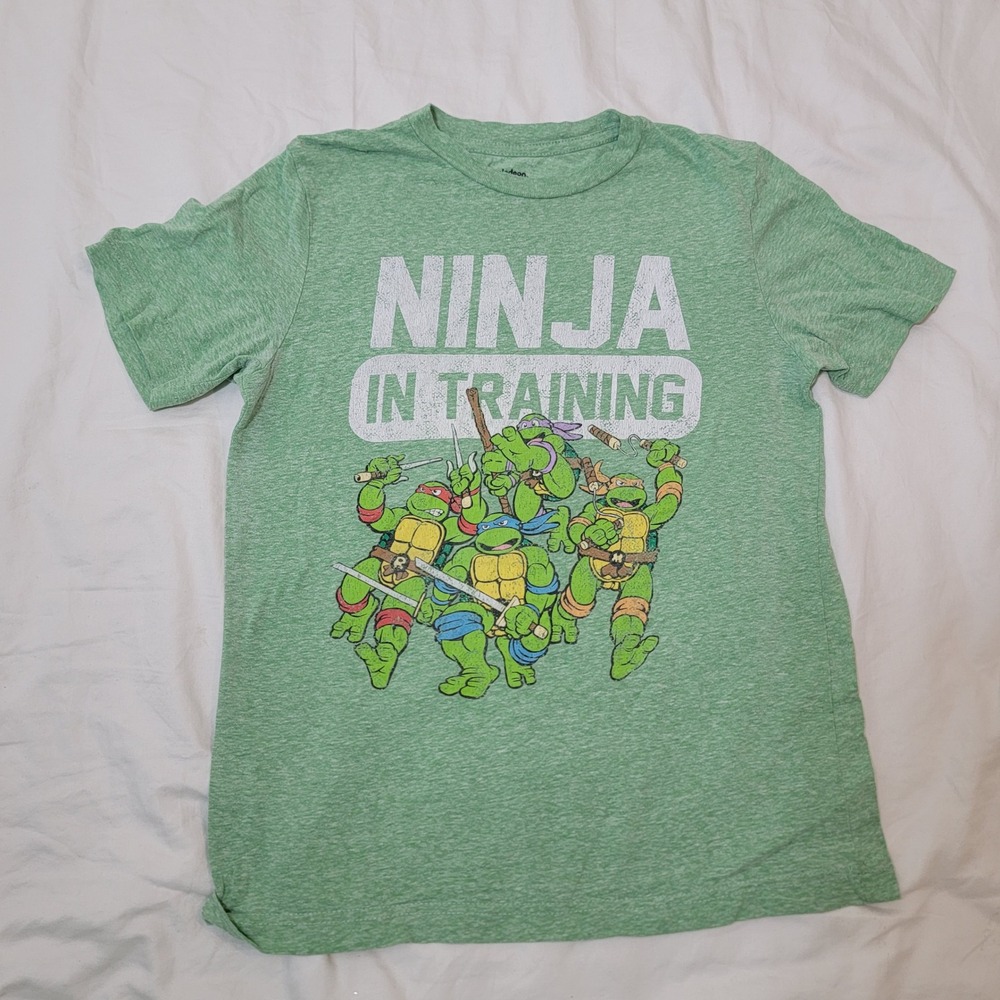 Nickelodeon TMNT Ninja In Training Green Heather Graphic T-Shirt Kids Medium